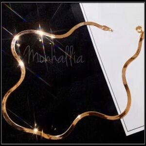 New rose gold 2mm herringbone snake chain choker omega necklace